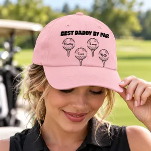 Best Dad Grandpa By Par Golf Clubs - Personalized Vintage Washed Denim Cap
