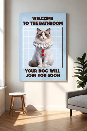 Custom Photo Funny Bathroom Pet A Dog Will Be With You Shortly - Personalized Poster