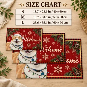 Custom Pet Photo Christmas Doormat, Personalized Dog Welcome Mat, Santa Puppy Holiday Door Decor, Christmas Gift for Dog & Cat Lovers