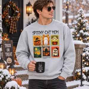 Personalized Halloween Pet Stamp Design Sweatshirt - Custom Halloween Pet Portrait Sweatshirt
