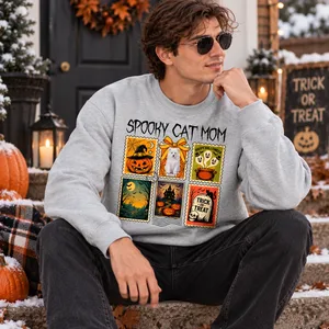 Personalized Halloween Pet Stamp Design Sweatshirt - Custom Halloween Pet Portrait Sweatshirt