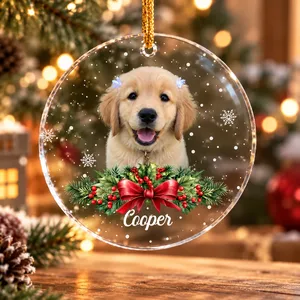 Rabbit Ornaments - Bunny Christmas Ornament - Personalized Acrylic Photo Ornament