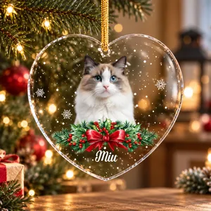 Rabbit Ornaments - Bunny Christmas Ornament - Personalized Acrylic Photo Ornament