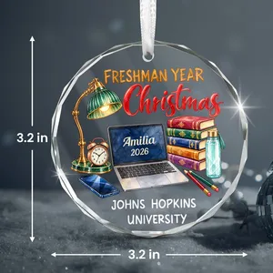 Personalized Round Glass Ornament - Custom Student Name Graduation Year and School