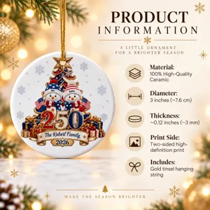 Snowman 250 Years Of Freedom America Anniversary - Personalized Circle Glass Ornament