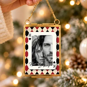 Personalized Frame Christmas Ornament Custom Couple Photo – Romantic Photo Keepsake Holiday Tree Decor Gift for Couples