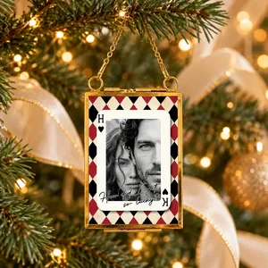 Personalized Frame Christmas Ornament Custom Couple Photo – Romantic Photo Keepsake Holiday Tree Decor Gift for Couples