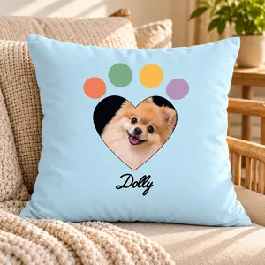 Custom Dog Photo Heart & Name - Personalized Pillow