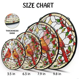Personalized Stained Glass Cardinal Suncatcher, Custom Couple Names and Special Date