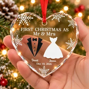 First Christmas as Mr and Mrs Ornament - Personalized Couple Names and Wedding Date,