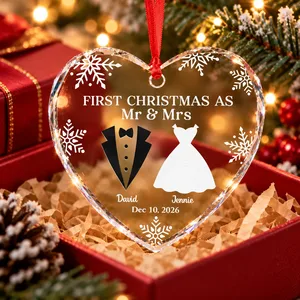 First Christmas as Mr and Mrs Ornament - Personalized Couple Names and Wedding Date,