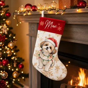 Personalized Pet Christmas Stocking Custom Photo & Name, Santa Cat Holiday Stocking, Custom Pet Portrait Christmas Gift, Cozy Pet Lover Decor