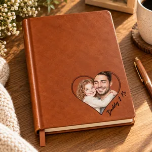 Dad Sketch Line Art Custom Photo Notebook – Personalized Father’s Day Gift for Dad and Husband – Custom Notebook with Personalized Photo Line Art