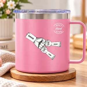 Best Dad, Grandpa Ever Fist Bump Custom Grandkids Names - Personalized Insulated Coffee Mug - Father's Day Gifts for Dad, Grandpa