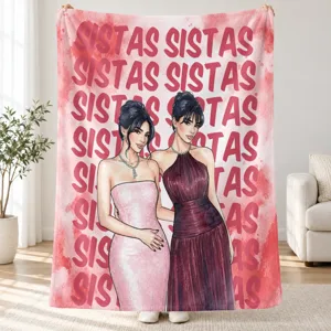 Custom Bestie Photo Blanket, Personalized Sistas Fleece Throw, Best Friends Gift, Sisterhood Keepsake, Birthday Christmas Gift