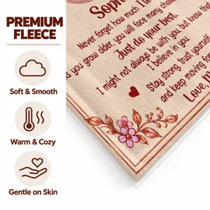 Personalized Throw Blanket Custom Name – To My Daughter Inspirational Gift, Floral Rose Keepsake Blanket from Mom
