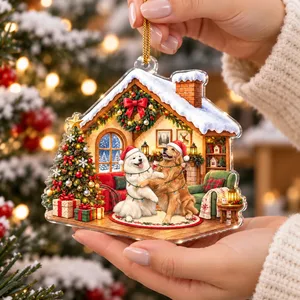 Personalized Shaped Acrylic Christmas Ornament Custom Pet Photo – Christmas Dogs Holiday Keepsake, Festive Christmas Tree Decor Gift