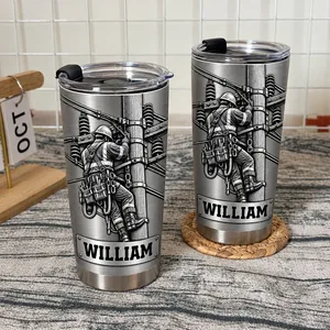 Personalized Lineman Tumbler Custom Name Electric Utility Worker