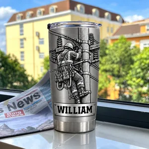 Personalized Lineman Tumbler Custom Name Electric Utility Worker