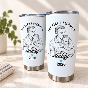 Personalized 20oz Tumbler Custom Daddy Photo – New Dad Gift, First Fatherhood Keepsake, Father’s Day Stainless Steel Travel Cup