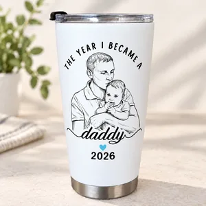 Personalized 20oz Tumbler Custom Daddy Photo – New Dad Gift, First Fatherhood Keepsake, Father’s Day Stainless Steel Travel Cup
