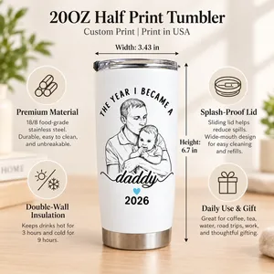 Personalized 20oz Tumbler Custom Daddy Photo – New Dad Gift, First Fatherhood Keepsake, Father’s Day Stainless Steel Travel Cup