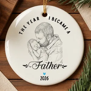 The Year I Became a Father Ceramic Christmas Ornament - Custom Name Year New Dad Keepsake