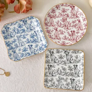 Custom Toile Dog Ring Dish