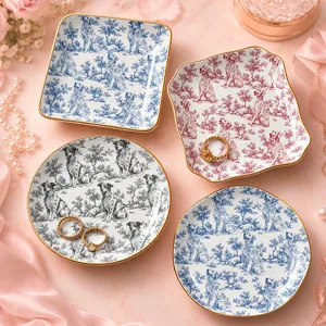 Custom Toile Dog Ring Dish