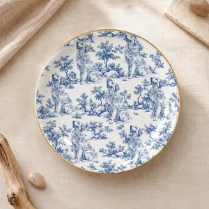 Custom Toile Dog Ring Dish