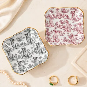 Custom Toile Dog Ring Dish