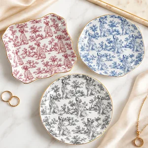 Custom Toile Dog Ring Dish