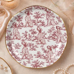 Custom Toile Dog Ring Dish