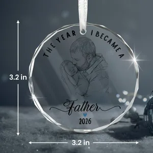 Personalized Round Glass Christmas Ornament Custom Photo – First Christmas as Dad Keepsake, Father and Baby Holiday Tree Decor Gift