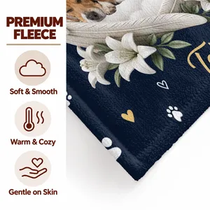 Personalized Pet Memorial Blanket - Custom Photo and Name Angel Wings Fleece Sherpa Sympathy Gift