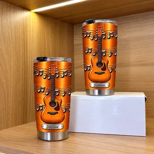 Custom Name Guitar Tumbler Vintage Wood Music Design
