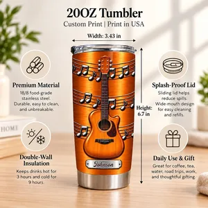 Custom Name Guitar Tumbler Vintage Wood Music Design