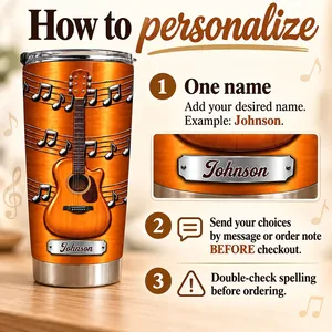 Custom Name Guitar Tumbler Vintage Wood Music Design
