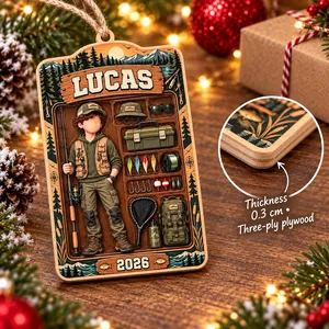 Born to Fish Personalized Christmas Ornament Custom Name & Year, Little Angler Keepsake, Fishing Adventure Holiday Gift