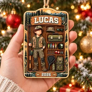 Born to Fish Personalized Christmas Ornament Custom Name & Year, Little Angler Keepsake, Fishing Adventure Holiday Gift