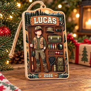 Born to Fish Personalized Christmas Ornament Custom Name & Year, Little Angler Keepsake, Fishing Adventure Holiday Gift