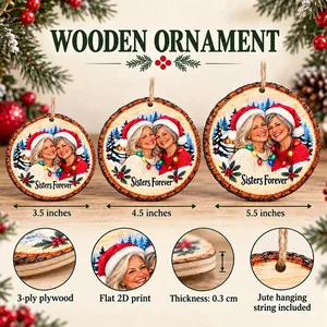 Personalized Wood Shaped Christmas Ornament Custom Photo – Friends Forever Keepsake, Best Friend Christmas Gift, Friendship Holiday Tree Decor
