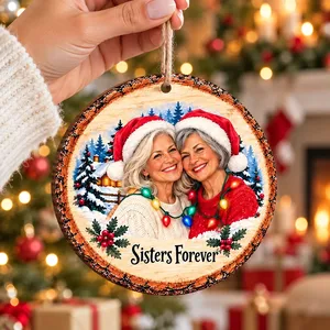Personalized Wood Shaped Christmas Ornament Custom Photo – Friends Forever Keepsake, Best Friend Christmas Gift, Friendship Holiday Tree Decor