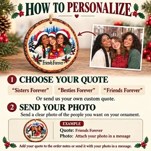 Personalized Wood Shaped Christmas Ornament Custom Photo – Friends Forever Keepsake, Best Friend Christmas Gift, Friendship Holiday Tree Decor