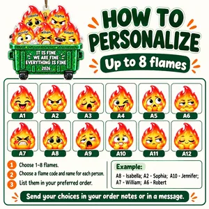 Personalized Funny Christmas Ornament Custom Names & Year, Dumpster Fire Family Keepsake, It Is Fine Holiday Tree Decor, Funny Team Gift