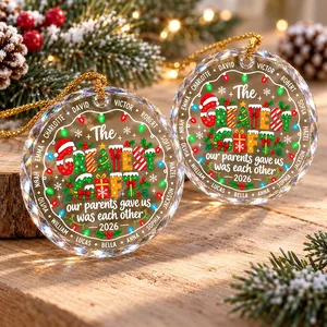 Personalized Family Christmas Ornament Custom Multiple Names & Year, The Greatest Gift Our Parents Gave Us Was Each Other, Sibling Keepsake Gift