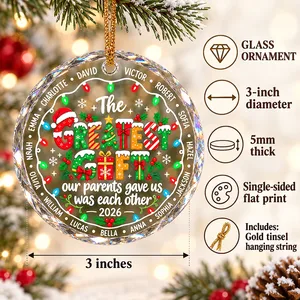 Personalized Family Christmas Ornament Custom Multiple Names & Year, The Greatest Gift Our Parents Gave Us Was Each Other, Sibling Keepsake Gift
