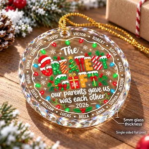 Personalized Family Christmas Ornament Custom Multiple Names & Year, The Greatest Gift Our Parents Gave Us Was Each Other, Sibling Keepsake Gift