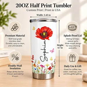 Personalized 20oz Tumbler Custom Birth Flower and Name – Daughter in Law Gift, Floral Keepsake Travel Cup, Mother in Law Christmas Gift
