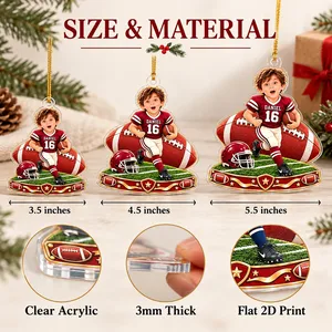 Turn His Favorite Photo Into a Football Star Personalized Christmas Ornament, Custom Name & Number, Football Player Keepsake Gift